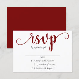 Eenvoudig rood script | Cherry minimalist floreren RSVP Kaartje