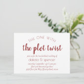 Eenvoudig rood script | Een met Wedding Plot Twist Kaart (Staand voorkant)