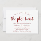 Eenvoudig rood script | Een met Wedding Plot Twist Kaart (Voorkant)