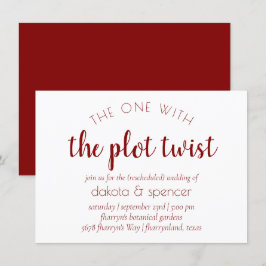Eenvoudig rood script | Een met Wedding Plot Twist Kaart