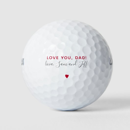 Eenvoudig rood script en hart golfer add handteken golfballen (Voorkant)