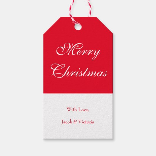 Eenvoudig rood script feestdag kerst cadeaulabel (Voorkant)