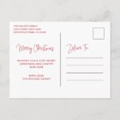 Eenvoudig rood script foto Modern Elegant Christma Feestdagenkaart (Achterkant)