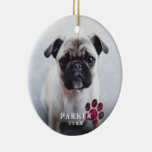 Eenvoudig rood speldenblad met kerstmis keramisch ornament (Rechts)