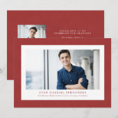 Eenvoudig rood tweed lijst classic foto afstuderen kaart (Voorkant / Achterkant)