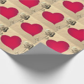 Eenvoudig rood Valentijn met Roos ompakken papier (Hoek)