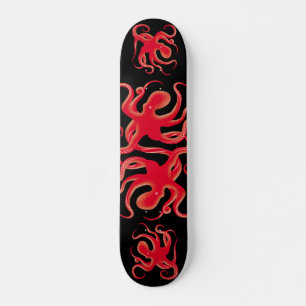 Eenvoudig rood Vector Octopus Silhouette Persoonlijk Skateboard