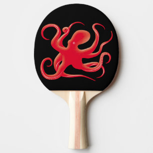 Eenvoudig rood Vector Octopus Silhouette Tafeltennisbatje