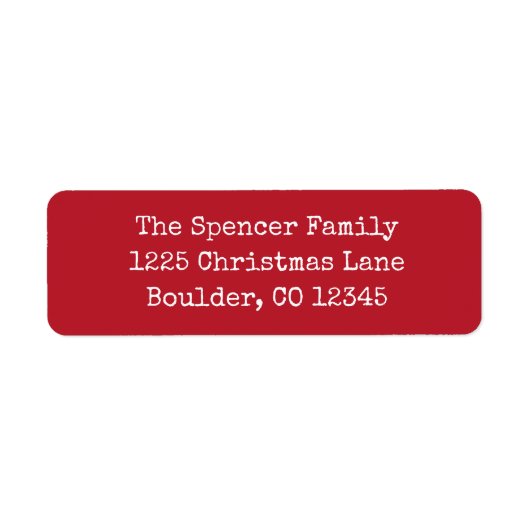 Eenvoudig rood vrolijk kerstretouradres etiket (Voorkant)