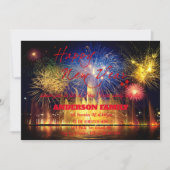 Eenvoudig Rood vuurwerk nieuw jaar Kaart (Voorkant)