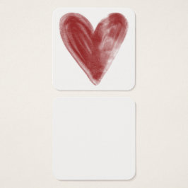 Eenvoudig, rood, Waterverf hart op persoonlijke no Vierkante Visitekaartjes
