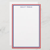 Eenvoudig rood wit blauw gepersonaliseerd papier (Voorkant / Achterkant)