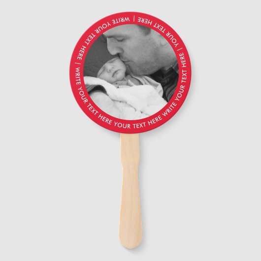 Eenvoudig Rood Wit Digitaal Contact QR Code Foto Handwaaier (Achterkant)