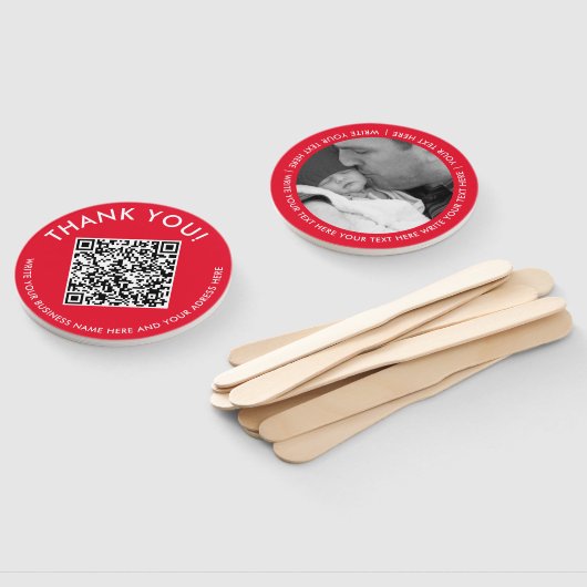 Eenvoudig Rood Wit Digitaal Contact QR Code Foto Handwaaier (Niet-gemonteerd)