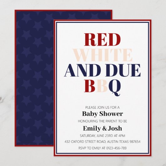 Eenvoudig Rood Wit en Verschuldigd 4 juli Patriott Kaart (Voorkant / Achterkant)