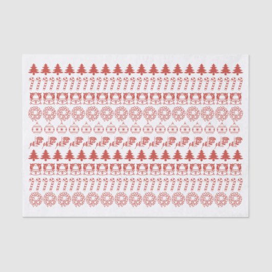 Eenvoudig rood/wit kerstpictogram tissuepapier (Voorkant)