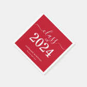 Eenvoudig Rood Wit Klasse van 2024 Afstuderen Servet (Hoek)