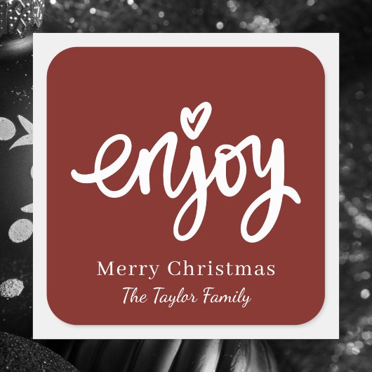 Eenvoudig Rood & Wit Minimaal Kerstbakken  Vierkante Sticker