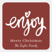 Eenvoudig Rood & Wit Minimaal Kerstgebak  Vierkante Sticker (Voorkant)