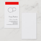 Eenvoudig Rood Wit Monogram Consultant Visitekaart Visitekaartje (Voorkant / Achterkant)