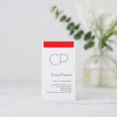 Eenvoudig Rood Wit Monogram Consultant Visitekaart Visitekaartje (Staand voorkant)