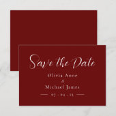Eenvoudig rood & wit script Huwelijk Bewaar de Dat Save The Date (Voorkant / Achterkant)