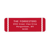 Eenvoudig rood wit streep vakantie retour adres etiket (Voorkant)