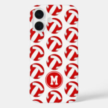 Eenvoudig rood wit volleyballen patroon monogram