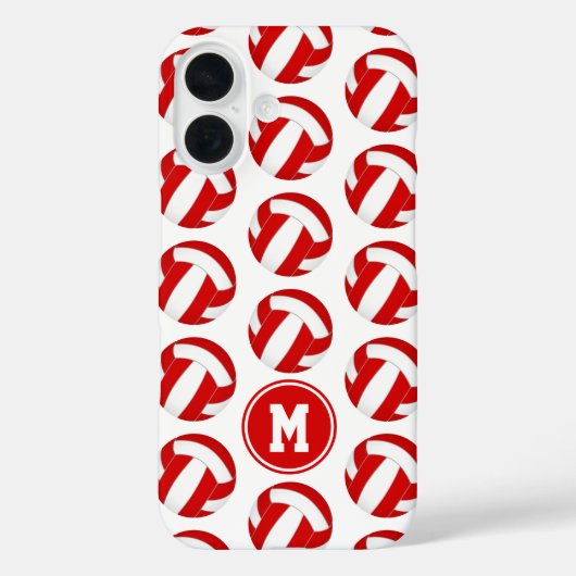 Eenvoudig rood wit volleyballen patroon monogram Case-Mate iPhone case (Achterkant)