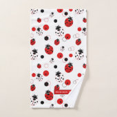 Eenvoudig rood, zwart en wit ladybug-patroon bad handdoek (Handdoek)