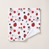 Eenvoudig rood, zwart en wit ladybug-patroon bad handdoek (Wasdoekje)
