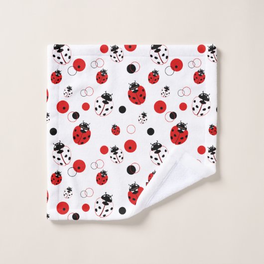 Eenvoudig rood, zwart en wit ladybug-patroon bad handdoek (Wasdoekje)