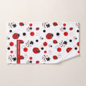 Eenvoudig rood, zwart en wit ladybug-patroon bad handdoek (Handdoek)