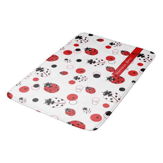 Eenvoudig rood, zwart en wit ladybug-patroon badmat (Gekanteld)