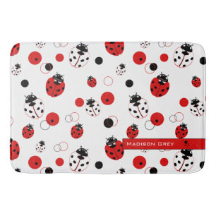 Eenvoudig rood, zwart en wit ladybug-patroon badmat