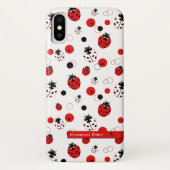 Eenvoudig rood, zwart en wit ladybug-patroon Case-Mate iPhone case (Achterkant)
