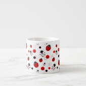 Eenvoudig rood, zwart en wit ladybug-patroon espresso kop (Voorkant)