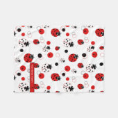 Eenvoudig rood, zwart en wit ladybug-patroon fleece deken (Voorkant (Horizontaal))