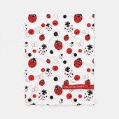 Eenvoudig rood, zwart en wit ladybug-patroon fleece deken (Voorkant)
