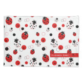 Eenvoudig rood, zwart en wit ladybug-patroon kussensloop (Achterkant)