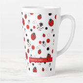 Eenvoudig rood, zwart en wit ladybug-patroon latte mok (Rechts)