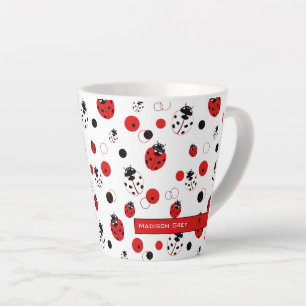 Eenvoudig rood, zwart en wit ladybug-patroon latte mok
