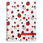Eenvoudig rood, zwart en wit ladybug-patroon notitieboek (Voorkant)