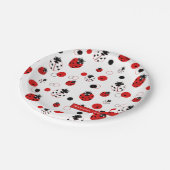 Eenvoudig rood, zwart en wit ladybug-patroon papieren bordje (Gekanteld)