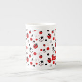 Eenvoudig rood, zwart en wit ladybug-patroon porselein kop (Voorkant)