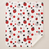 Eenvoudig rood, zwart en wit ladybug-patroon sherpa deken (Voorkant)
