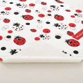 Eenvoudig rood, zwart en wit ladybug-patroon sherpa deken (3/4)