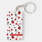 Eenvoudig rood, zwart en wit ladybug-patroon sleutelhanger (achterkant)