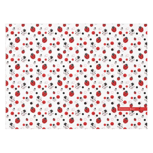 Eenvoudig rood, zwart en wit ladybug-patroon tafelkleed (Voorkant (Horizontaal))