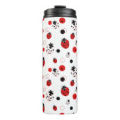Eenvoudig rood, zwart en wit ladybug-patroon thermosbeker (Voorkant)
